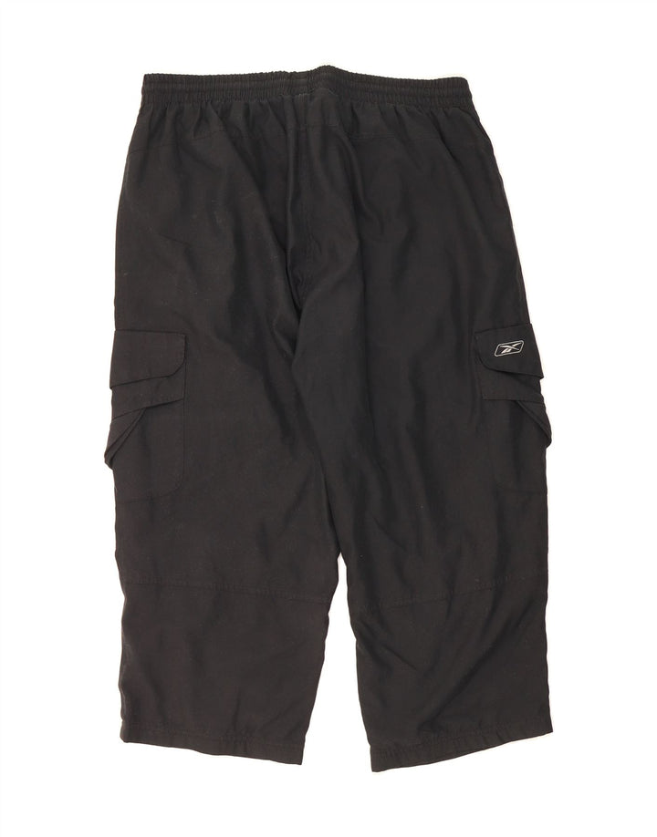 REEBOK Mens Capri Cargo Tracksuit Trousers Large Black Polyester Vintage Reebok and Second-Hand Reebok from Messina Hembry 