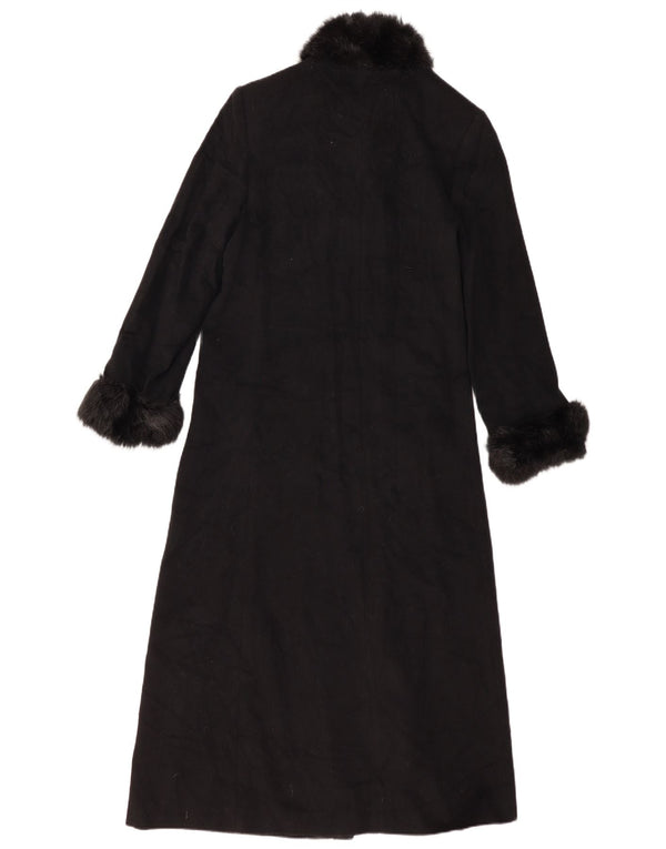 Marks & Spencer Womens Long Overcoat UK 16 Large Black New Wool