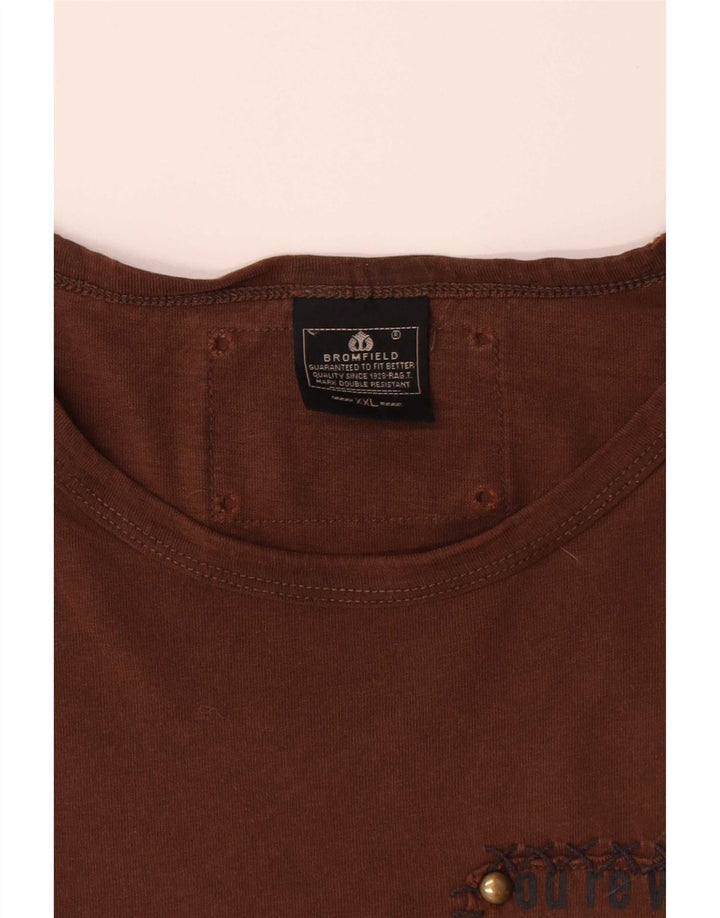 Bromfield Mens Top Long Sleeve 2XL Brown Cotton