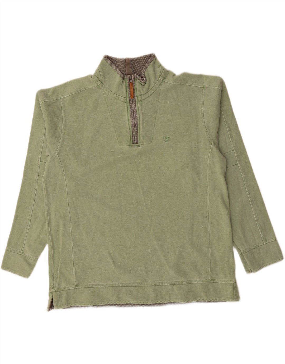 Fat Face Mens Zip Neck Sweatshirt Jumper Large Khaki Cotton