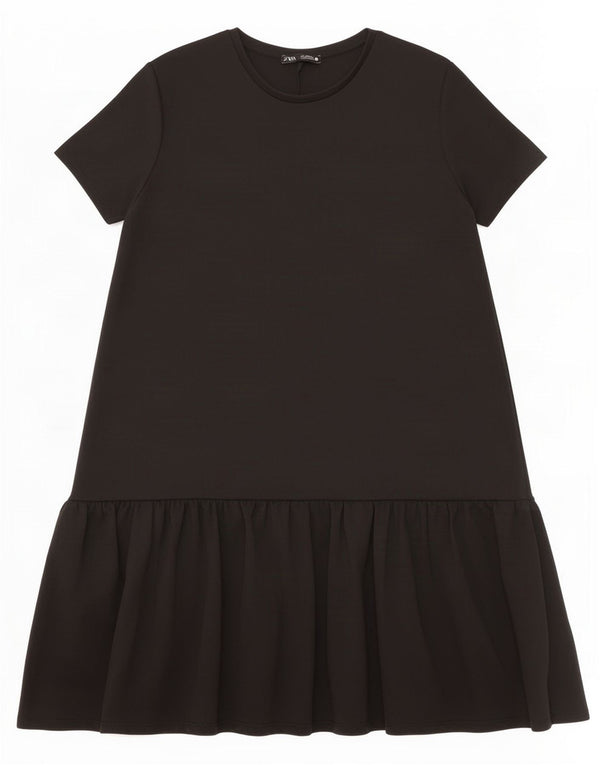 Zara Womens Tiered Dress UK 10 Small Black Polyester