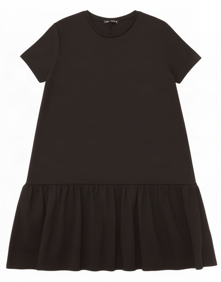 Zara Womens Tiered Dress UK 10 Small Black Polyester