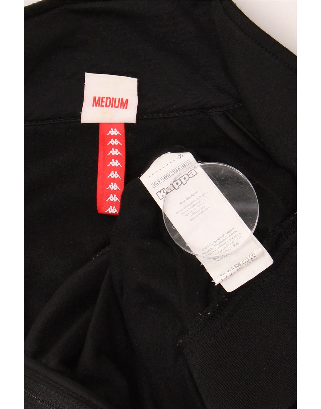 KAPPA Mens Graphic Tracksuit Top Jacket Medium Black Polyester