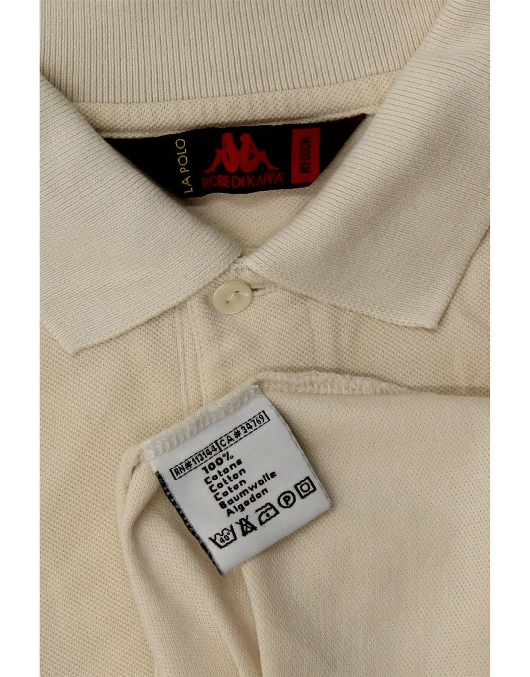 Kappa Mens Polo Shirt Medium Off White Cotton