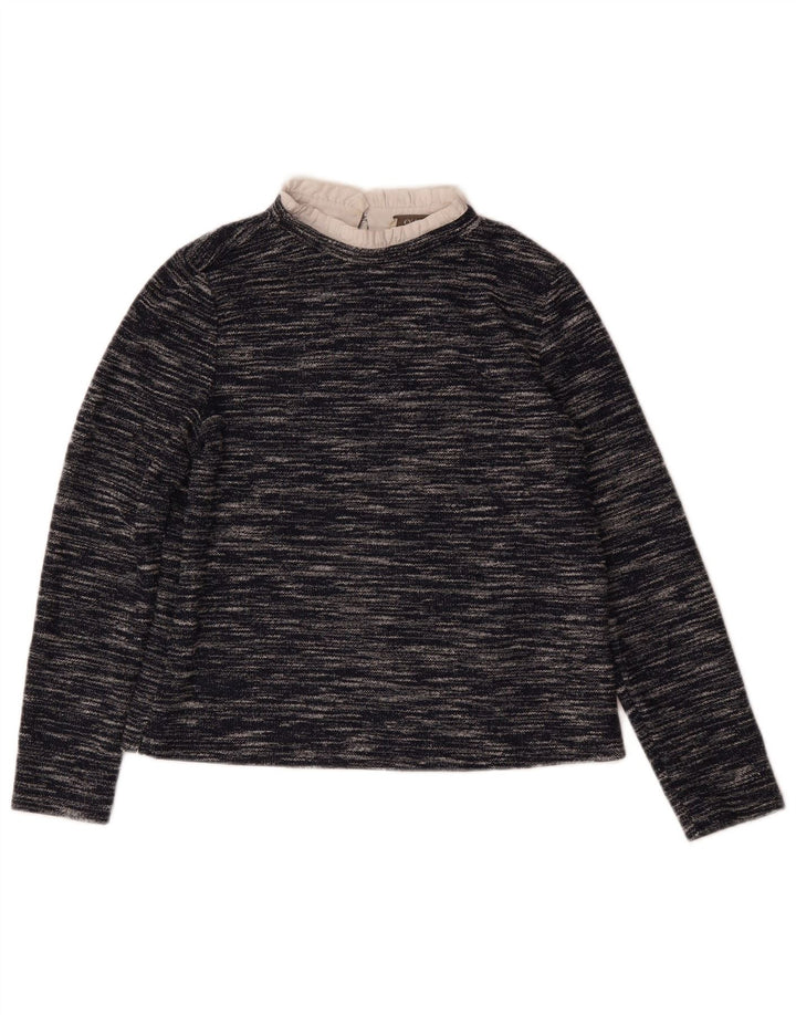 Oasis Womens Long Sleeve Blouse Top UK 14 Medium Navy Blue Flecked