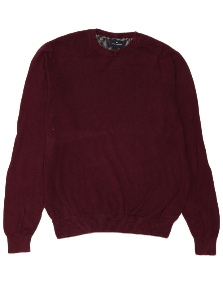 Marks & Spencer Mens Crew Neck Jumper Sweater Medium Burgundy Cotton
