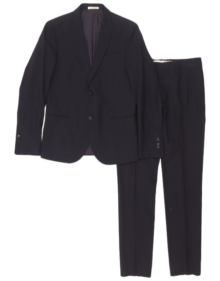 Daniele Alessandrini Mens 2 Piece Suit IT 46 Small W31 L33 Navy Blue