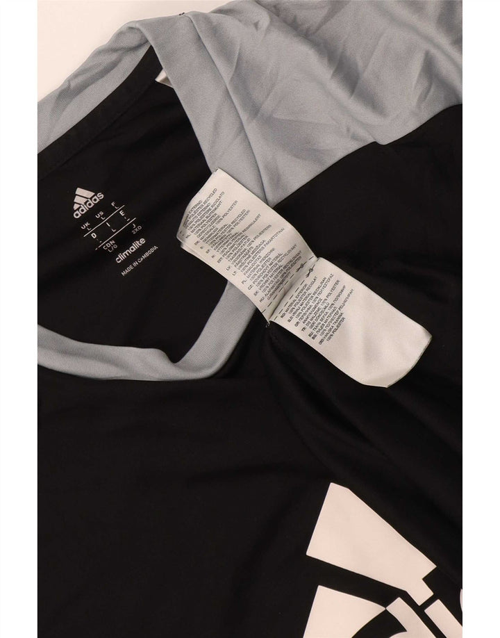 Adidas Mens Climalite Graphic T-Shirt Top Large Black Colourblock Polyester