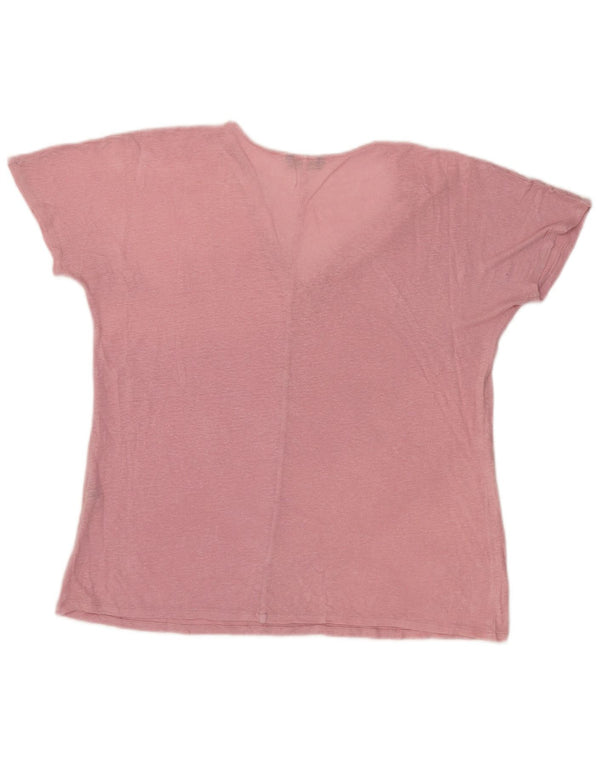 Massimo Dutti Womens T-Shirt Top UK 16 Large Pink Flecked