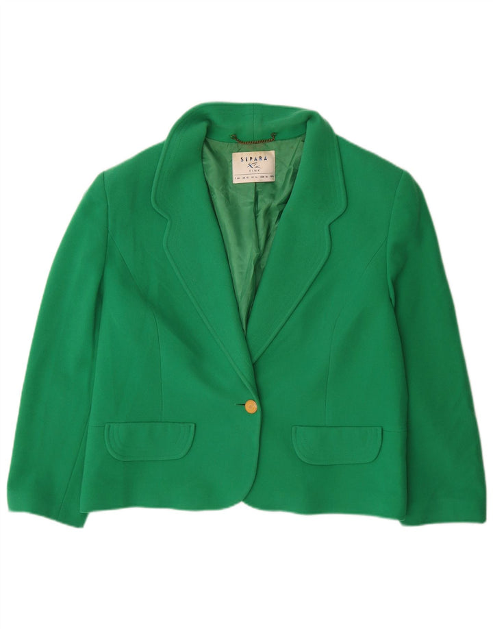 Separa Fink Womens 1 Button Blazer Jacket UK 18 XL Green Wool