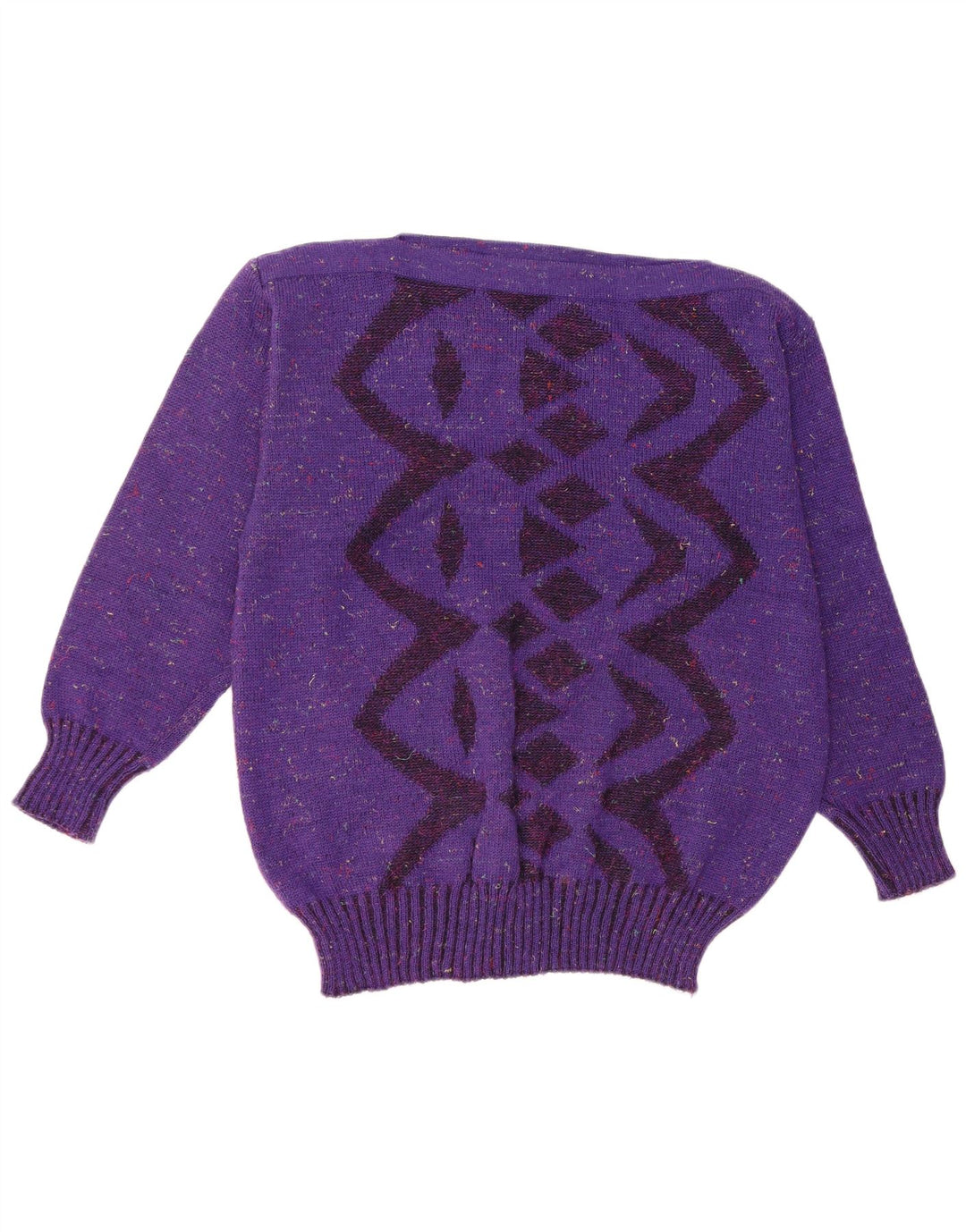 CHIC Womens Boat Neck Jumper Sweater EU 46 XL Purple Geometric