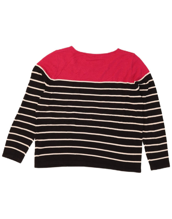 Marks & Spencer Womens Boat Neck Jumper Sweater UK 16 Large Black Striped