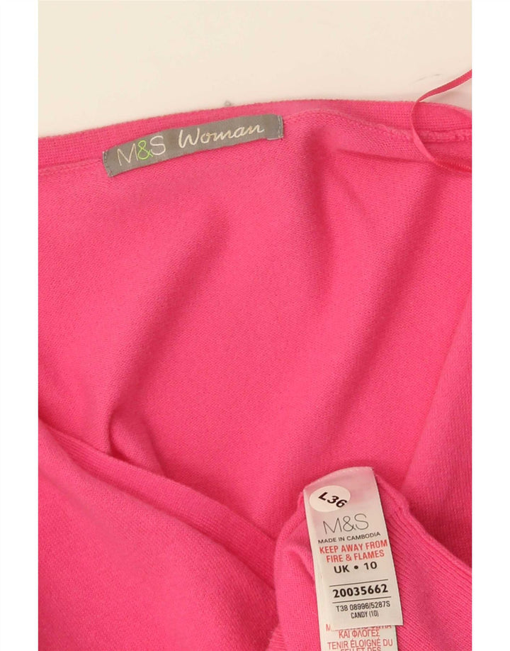 Marks & Spencer Womens Cardigan Sweater UK 10 Small  Pink Cotton