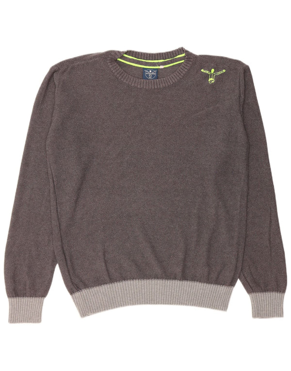 CHIEMSEE Mens Crew Neck Jumper Sweater Medium Grey Colourblock Cotton