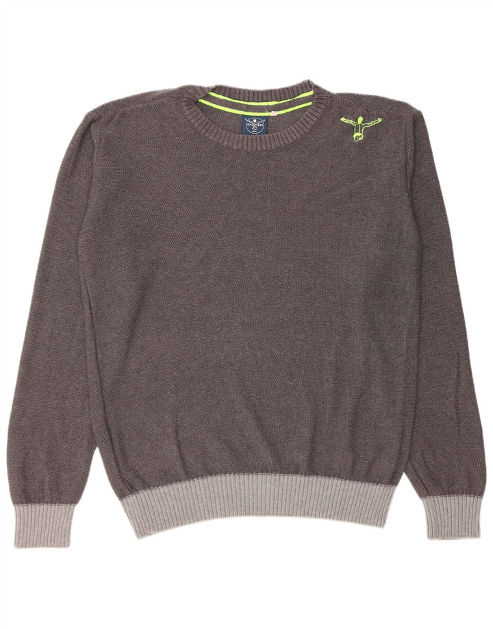 CHIEMSEE Mens Crew Neck Jumper Sweater Medium Grey Colourblock Cotton