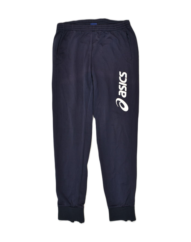 ASICS Boys Graphic Tracksuit Trousers Joggers 15-16 Years Navy Blue | Vintage Asics | Thrift | Second-Hand Asics | Used Clothing | Messina Hembry 