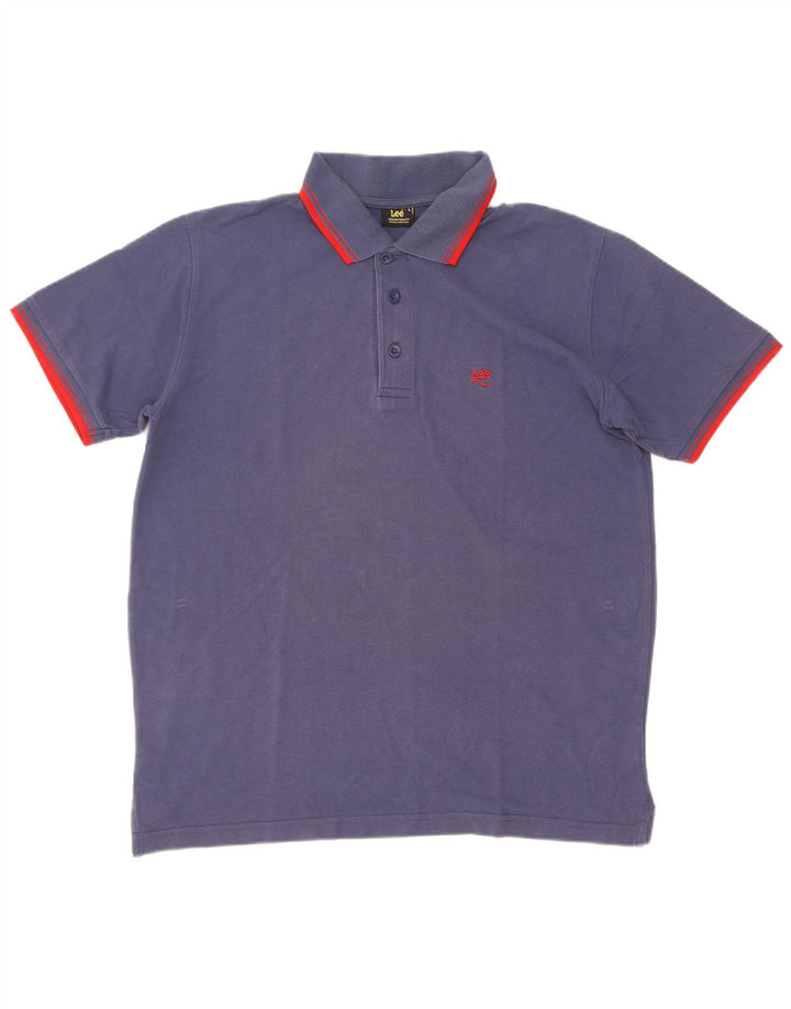 Lee Mens Polo Shirt Large Blue Cotton