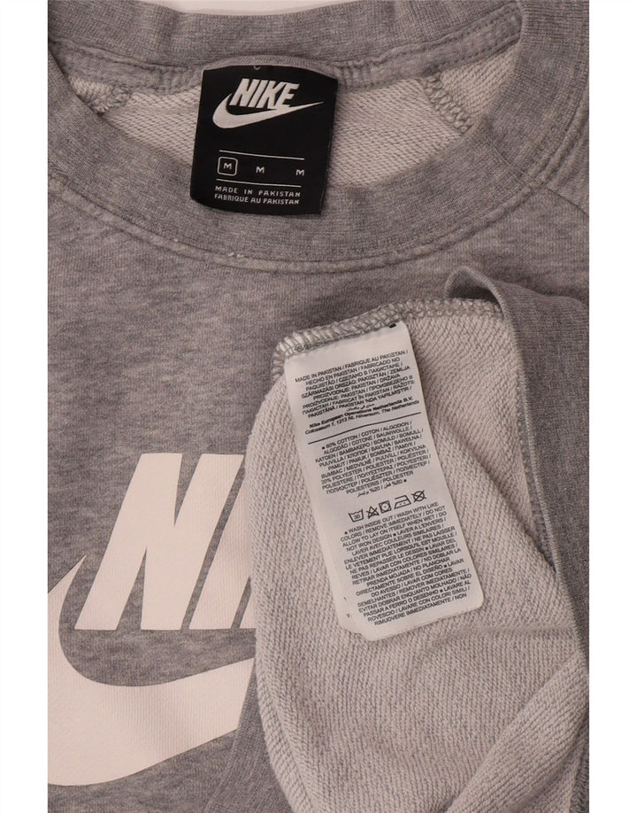 Nike Womens Graphic Sweatshirt Jumper UK 14 Medium Grey Flecked Cotton