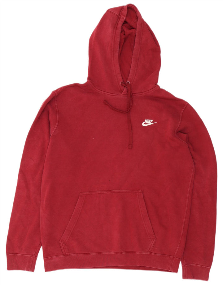 Nike Mens Hoodie Jumper Medium Burgundy Cotton