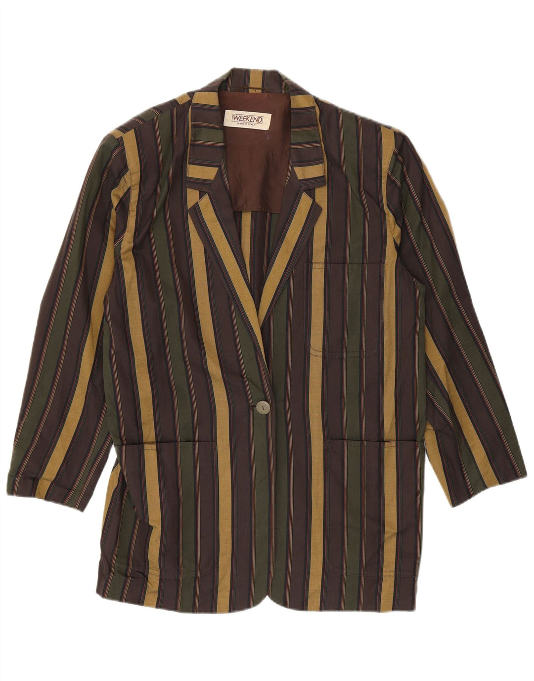 Weekend Womens 1 Button Blazer Jacket UK 14 Large Multicoloured Striped