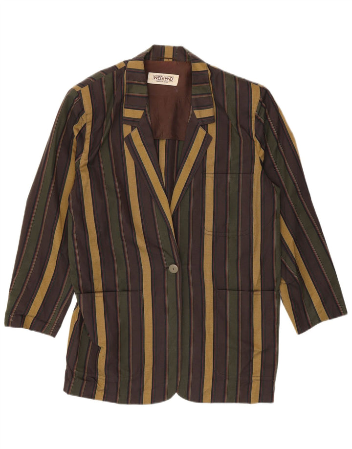 Weekend Womens 1 Button Blazer Jacket UK 14 Large Multicoloured Striped