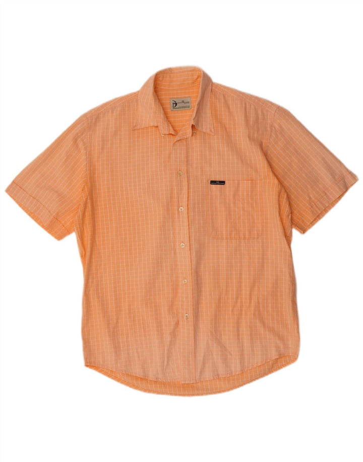 SERGIO TACCHINI Mens Short Sleeve Shirt Medium Orange Check Cotton