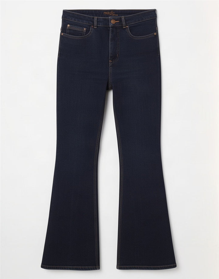 Marks & Spencer Womens Flared Jeans UK 12 Medium W30 L27 Navy Blue