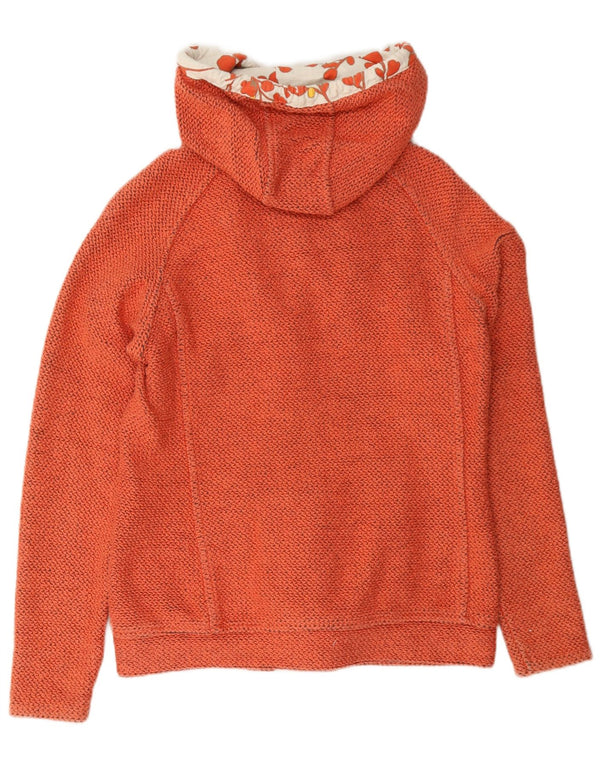 Weird Fish Womens Zip Hoodie Sweater UK 8 Small Orange Cotton