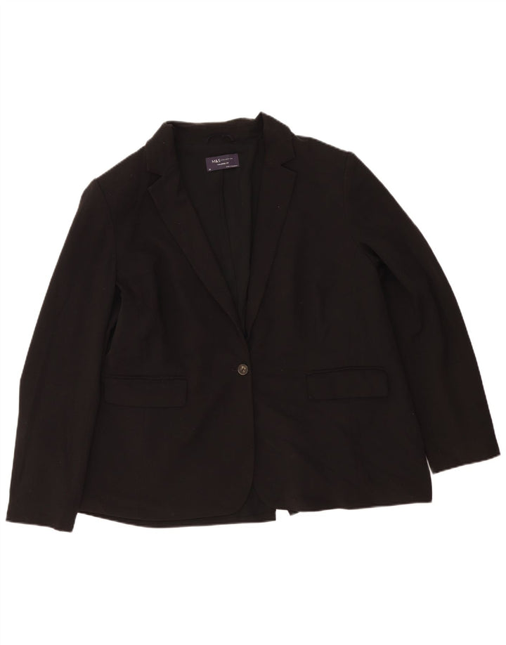 Marks & Spencer Womens Tailored Fit 1 Button Blazer Jacket UK 20 2XL Black