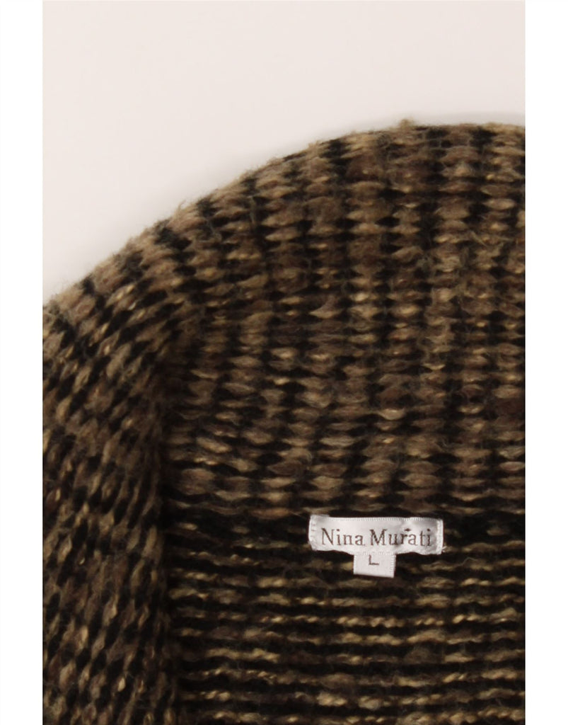 NINA MURATI Womens Overcoat UK 16 Large Brown Striped Acrylic Vintage Nina Murati and Second-Hand Nina Murati from Messina Hembry 