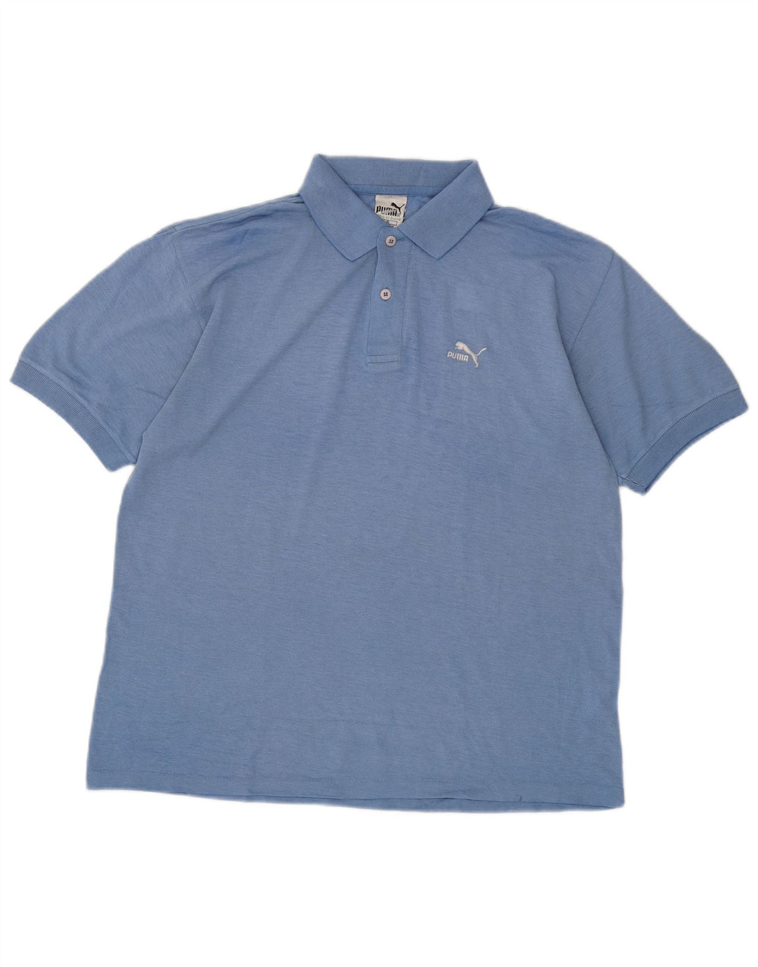 PUMA Mens Polo Shirt Medium Blue Cotton