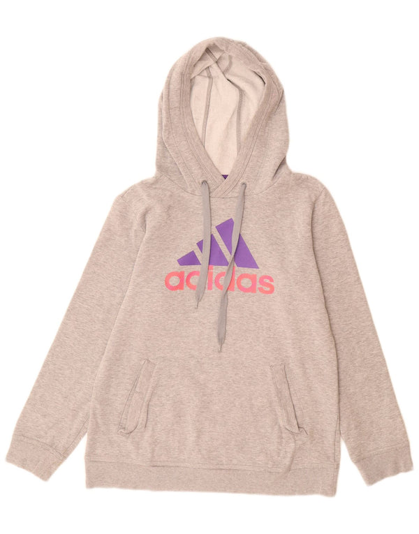 Adidas Womens Graphic Hoodie Jumper UK 12 Medium Grey