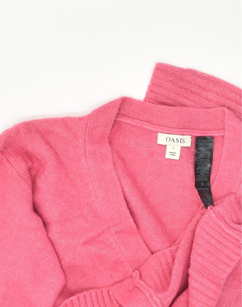 OASIS Womens Loose Fit Crop Cardigan Sweater UK 10 Small Pink Acrylic | Vintage Oasis | Thrift | Second-Hand Oasis | Used Clothing | Messina Hembry 