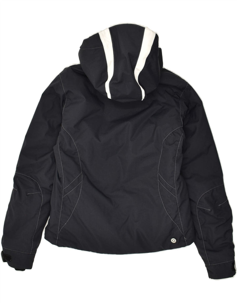 COLMAR Womens Hooded Ski Jacket EU 40 Medium Black Colourblock Nylon | Vintage Colmar | Thrift | Second-Hand Colmar | Used Clothing | Messina Hembry 
