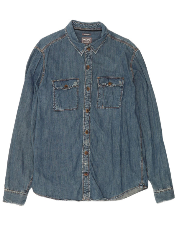 Fat Face Mens Classic Fit Denim Shirt Large Blue Cotton