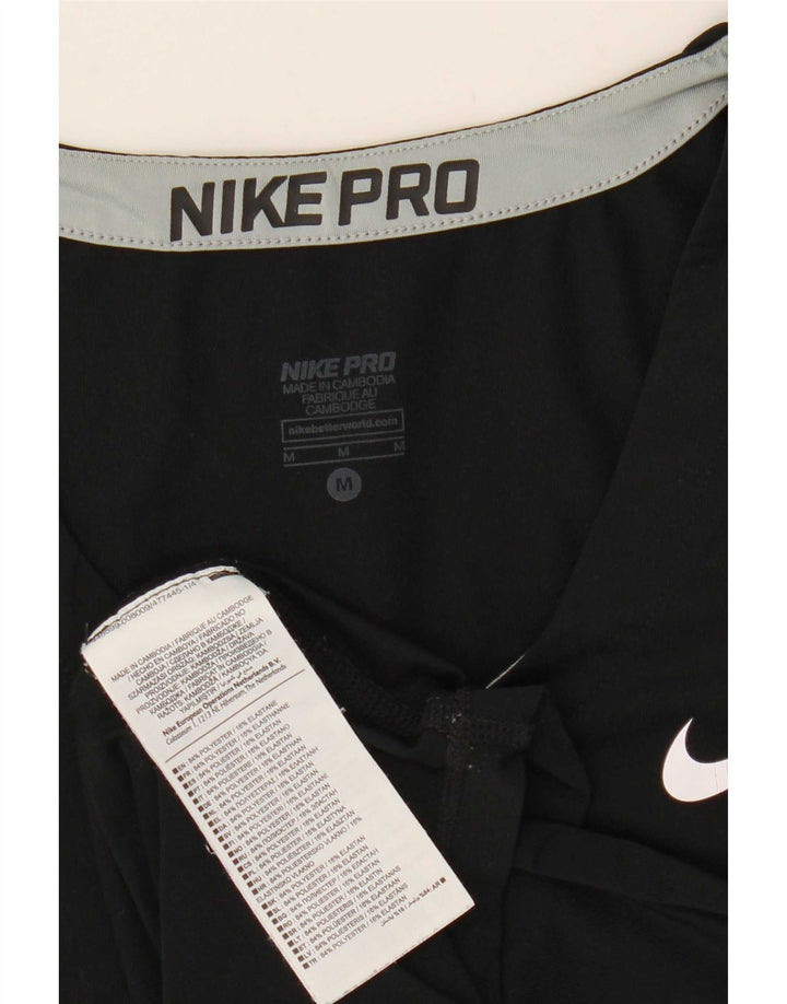 Nike Womens Dri Fit T-Shirt Top UK 12 Medium Black Polyester