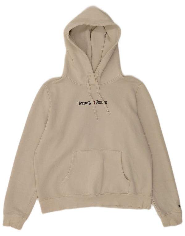 Tommy Hilfiger Mens Graphic Hoodie Jumper Small Off White Cotton