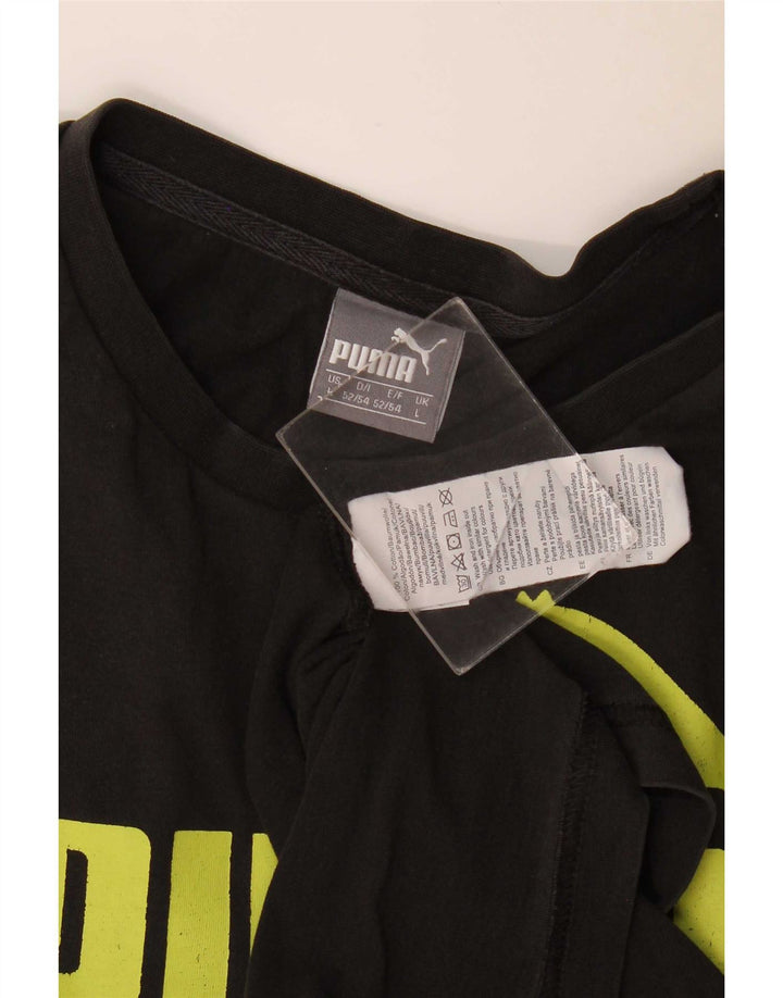 Puma Mens Graphic T-Shirt Top Large Black Cotton