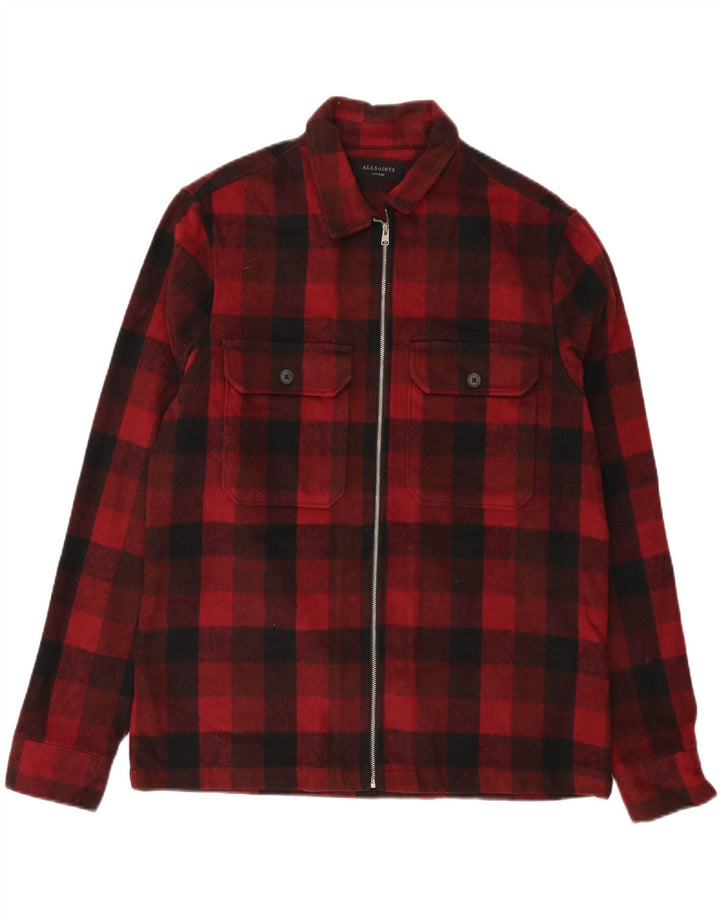 ALL SAINTS Mens Overshirt Flannel Shirt XL Red Gingham Polyester