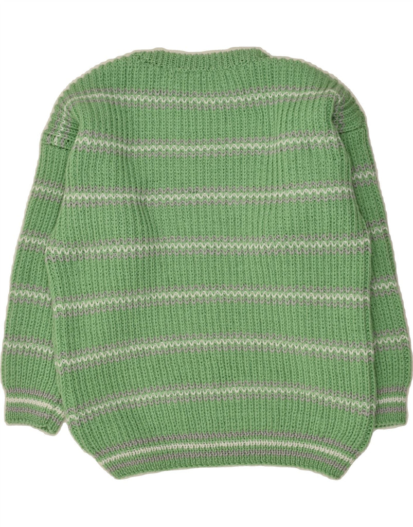 VINTAGE Womens Crew Neck Jumper Sweater UK 16 Large Green Striped | Vintage Vintage | Thrift | Second-Hand Vintage | Used Clothing | Messina Hembry 