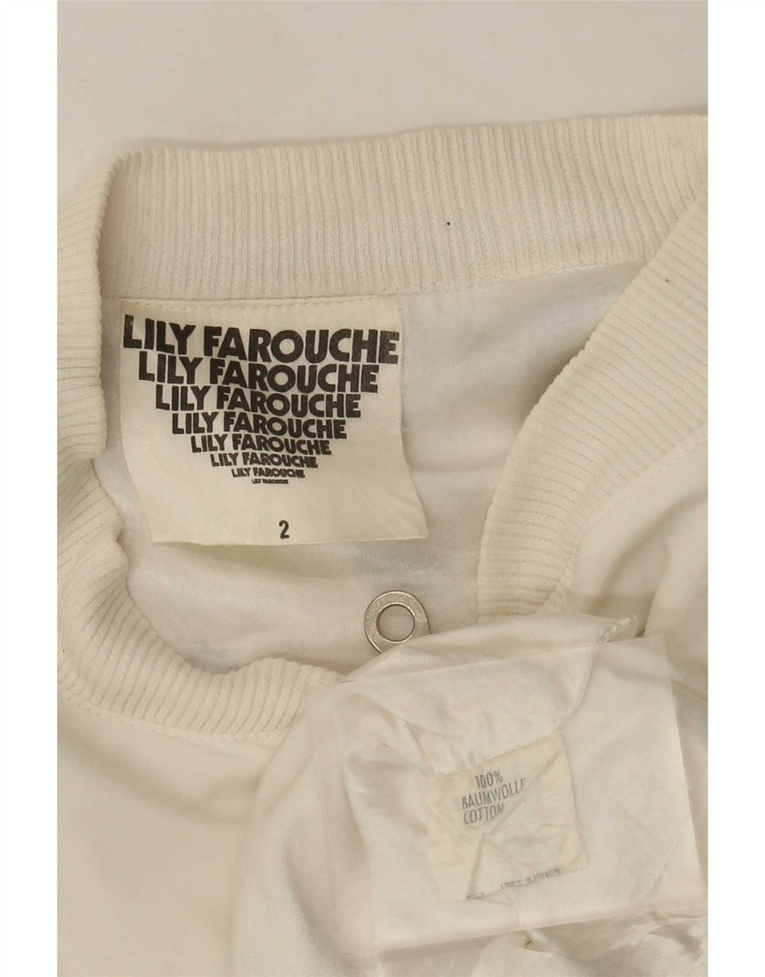 Lily Farouche Womens Graphic Oversized Bomber Jacket US 2 XS White Paisley