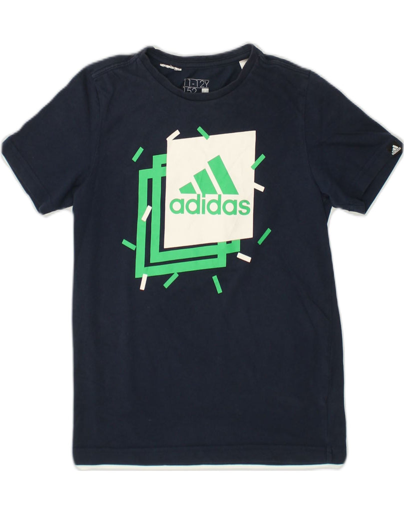 ADIDAS Boys Graphic T-Shirt Top 11-12 Years Medium  Navy Blue Cotton | Vintage Adidas | Thrift | Second-Hand Adidas | Used Clothing | Messina Hembry 