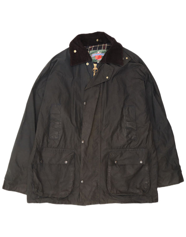 Miller & Simons Mens Waxed Cotton Jacket UK 42 XL Black