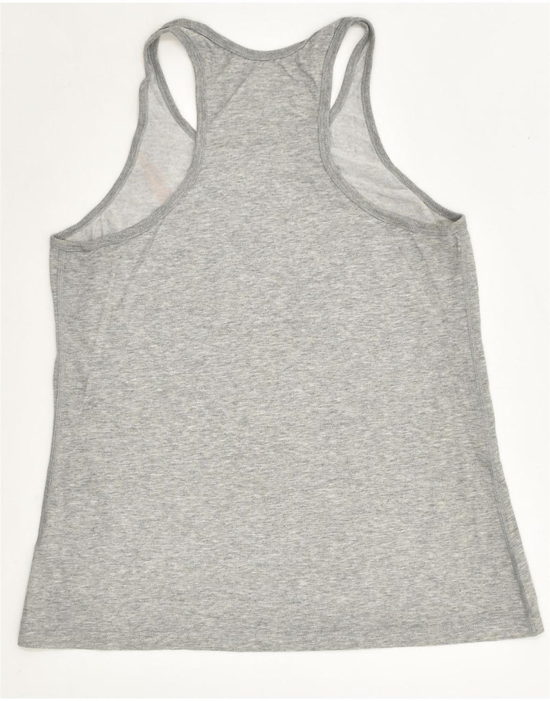 NIKE Womens Dri Fit Graphic Vest Top UK 12 Medium Grey Cotton | Vintage Nike | Thrift | Second-Hand Nike | Used Clothing | Messina Hembry 