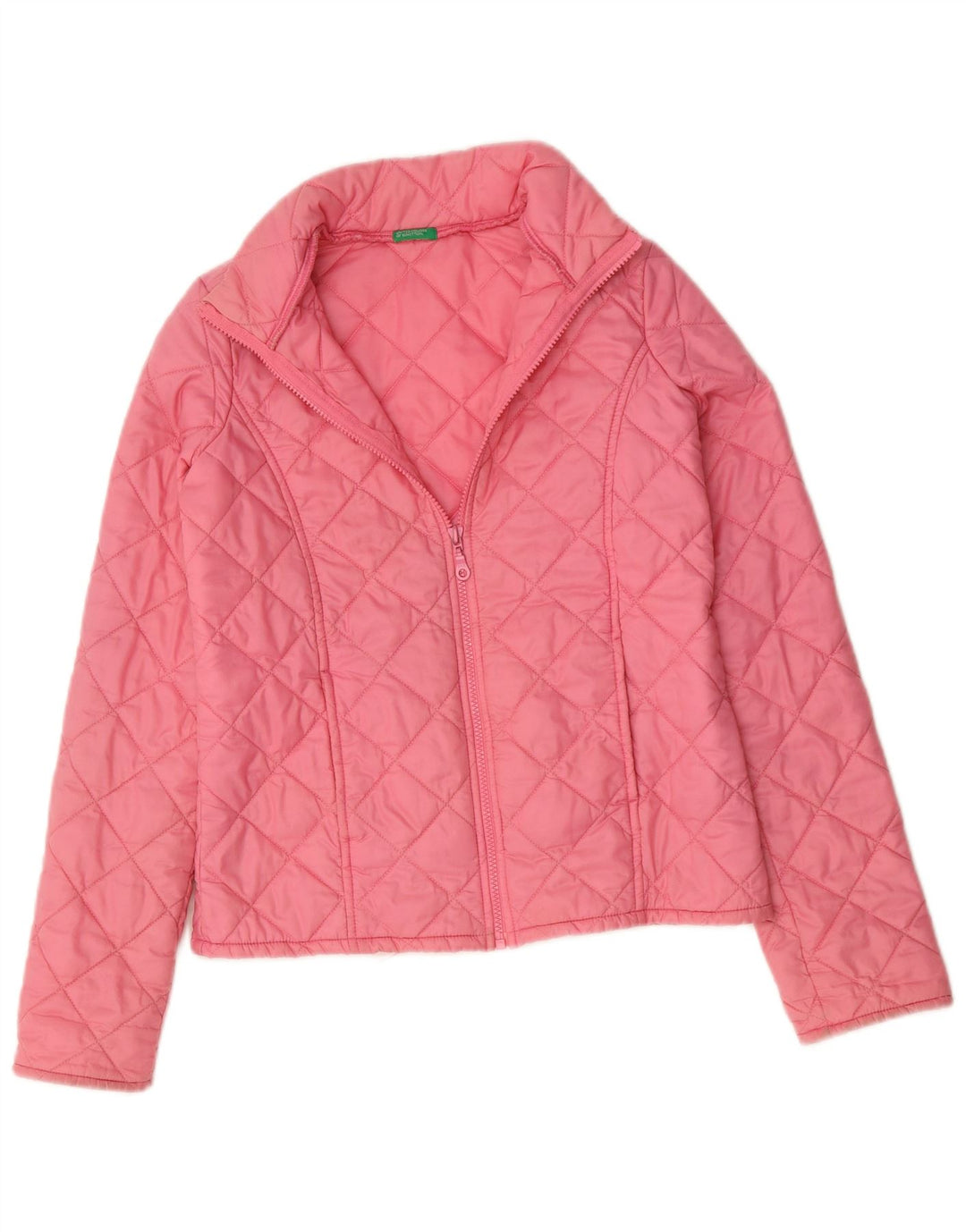 BENETTON Womens Quilted Jacket UK 8 Small Pink