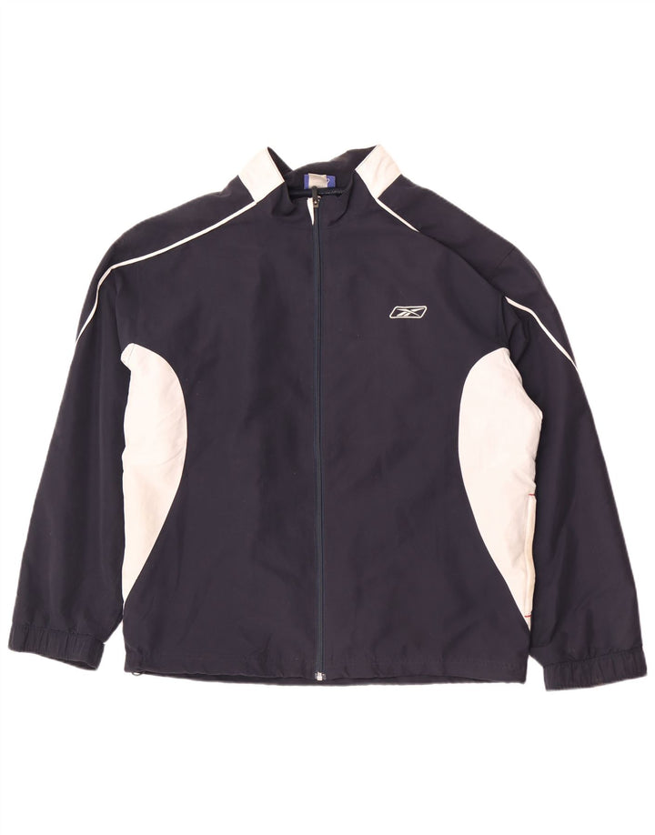 Reebok Mens Tracksuit Top Jacket Large Navy Blue Colourblock Polyester
