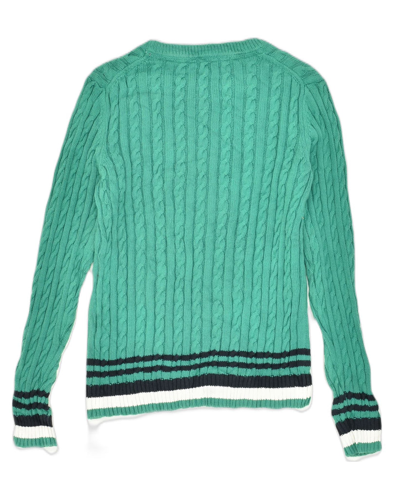 TOMMY HILFIGER Womens Crew Neck Jumper Sweater UK 8 Small Green Striped | Vintage Tommy Hilfiger | Thrift | Second-Hand Tommy Hilfiger | Used Clothing | Messina Hembry 