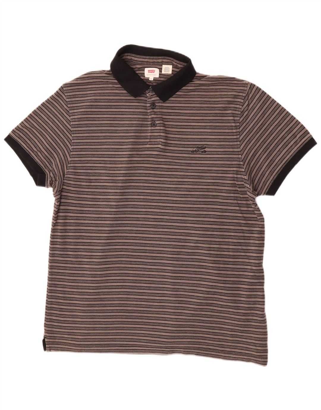 Levi's Mens Polo Shirt XL Brown Striped Cotton