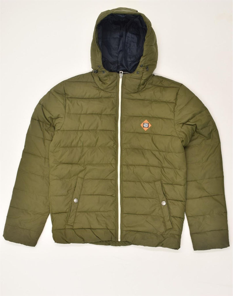 JACK & JONES Mens Hooded Padded Jacket UK 38 Medium Green Polyester | Vintage Jack & Jones | Thrift | Second-Hand Jack & Jones | Used Clothing | Messina Hembry 