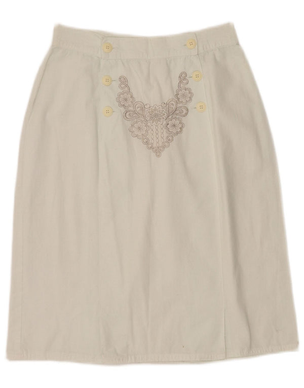 Vintage Womens Graphic Straight Skirt W26 Small White Floral
